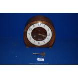 A 1930's Oak Smiths mantle Clock, with key,