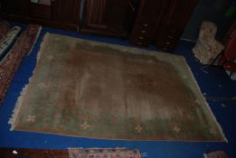 A large Chinese, bordered and fringed Rug, beige ground,