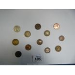 A quantity of old pennies to include; a 1754 penny, an 1816 shilling,
