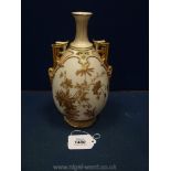 A Royal Worcester twin handle Vase having applied gilt daisy pattern, date code for 1892,