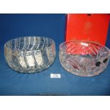 A Royal Brierley bowl with stickers and one other large bowl plus Georgian Crystal booklet