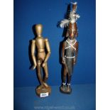 An Articulated Artists model on stand 13" tall plus an African figure 16" tall.