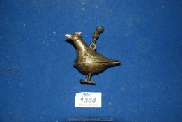 A small Indian hanging brass censer typically cast in the form of a parrot: some chiseled