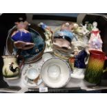 A quantity of china including 19th c. Staffordshire Toby jug, French Faience plate 18th - 19th c.