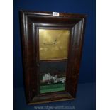 A Jerome wall Clock with glazed panel depicting Branksea Castle Dorset, face faded, a/f.