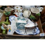 A quantity of china including Spode blue and white boat shaped dish,
