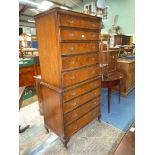A good quality reproduction Mahogany and Walnut Chest on Chest,