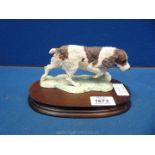 A Border Fine Arts of a tan and white Springer Spaniel, on a loose base, signed Ayres.