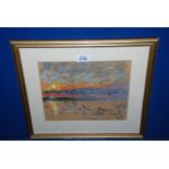 A Watercolour of a sunset scene, signed D. Grant.