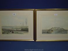A pair of framed and mounted prints by Towo Bowler 'Table Bay Cape of Good Hope',