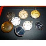 Four various pocket watches, all requiring attention, one with War Dept.