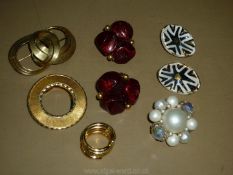 A quantity of costume jewellery including pair of white and gold on white porcelain earrings,