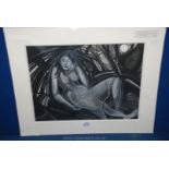 Brigid Wright: Pastel of 'Young Girl in Woodland' 1994, exhibited and signed.