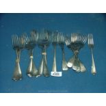 Miscellaneous Silver table and dessert Forks,