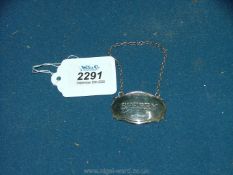 A Birmingham silver sherry decanter label