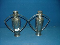 A pair of white metal, art deco style Vases, Urania 1051.