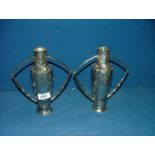 A pair of white metal, art deco style Vases, Urania 1051.