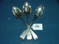Three Silver Tablespoons, London 1810 (maker Solomon Hougham),