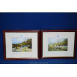 A pair of hand painted lithographs by Brendan Hayes : 'Fitzgerald's Bar Avoca' and 'Avoca Co.