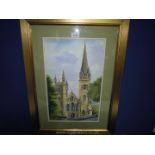 A signed Watercolour of a Cathedral, indistinctly signed lower right,