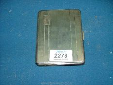 A Silver Cigarette case with engine turned decoration, Birmingham 1945.