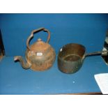 A large kettle and oval saucepan, both a/f.