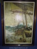 A large Print on board, 'The Rising Wind' after Montague Dawson.