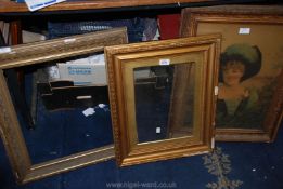 Three Edwardian gilt gesso picture frames, two needing restoration.
