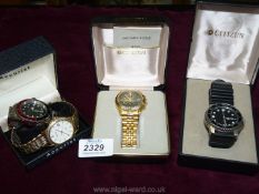 Four Gents wrist watches including a Citizen Quartz Chronograph watch,