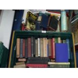 A crate and box of books to include Pagan's and Priest's, Carpentry for Beginners,