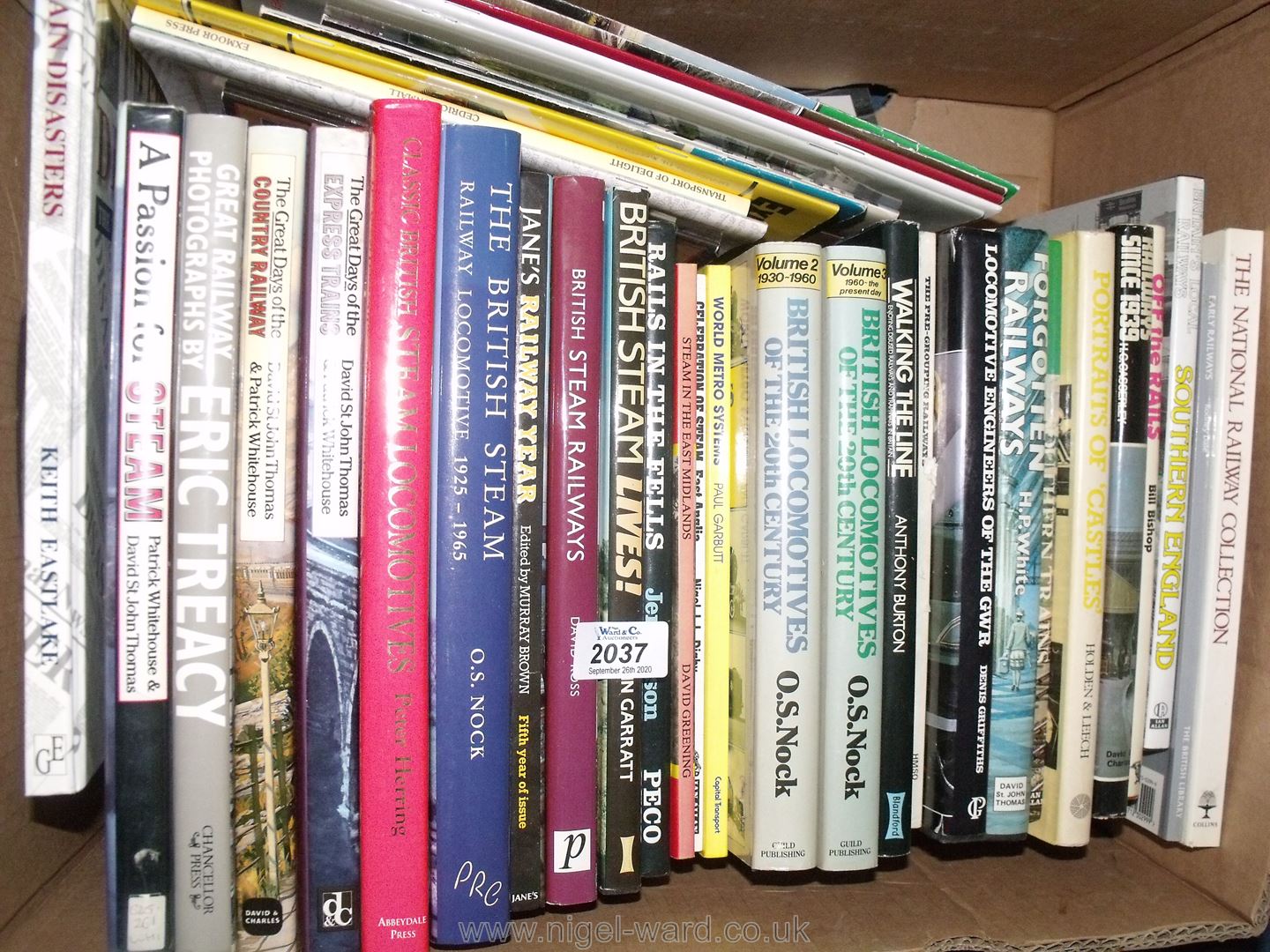 A box of books on Locomotives British steam lines, The British steam etc.