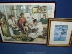 Two circa 1950's Prints: A Doctor's Surgery and 'Nugget Boot Polish' advertisement.