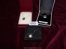 A 925 diamond and sapphire, pearl and coloured stone silver necklaces.