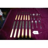 A quantity of fish knives and forks, silver teaspoons, etc.