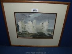 A framed and mounted Watercolour of Grosmont Castle, signed lower right D.G. Harding, dated 93.