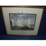 A framed and mounted Watercolour of Grosmont Castle, signed lower right D.G. Harding, dated 93.