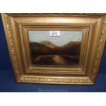 An Oil of river landscape, indistinctly signed lower right,