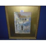 A gilt framed and mounted watercolour of a Monastery Courtyard, signed lower right Rosa Wallis,