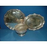 A quantity of silver plate to include; Crowie & Co tray with French crest,