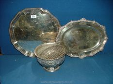 A quantity of silver plate to include; Crowie & Co tray with French crest,