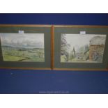 Two framed and mounted watercolours both initialled E.M.