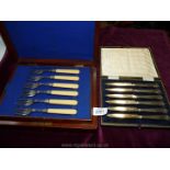 A set of plated Fish Eaters by Atkins Bros and plated tea knives by Martin Hall & Co,
