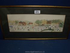 A framed and mounted Watercolour signed B. Foulger, "The Village Folk when the Reservoir was empty".