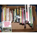 A box of books on steam, railwayana, signaling etc.