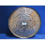 A Glasgow School Arts and Crafts Celtic design embossed copper Dish,