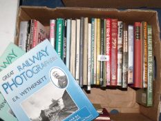 A box of books to include Great Railway photography, Rocket 150, The Railway Baron's etc.
