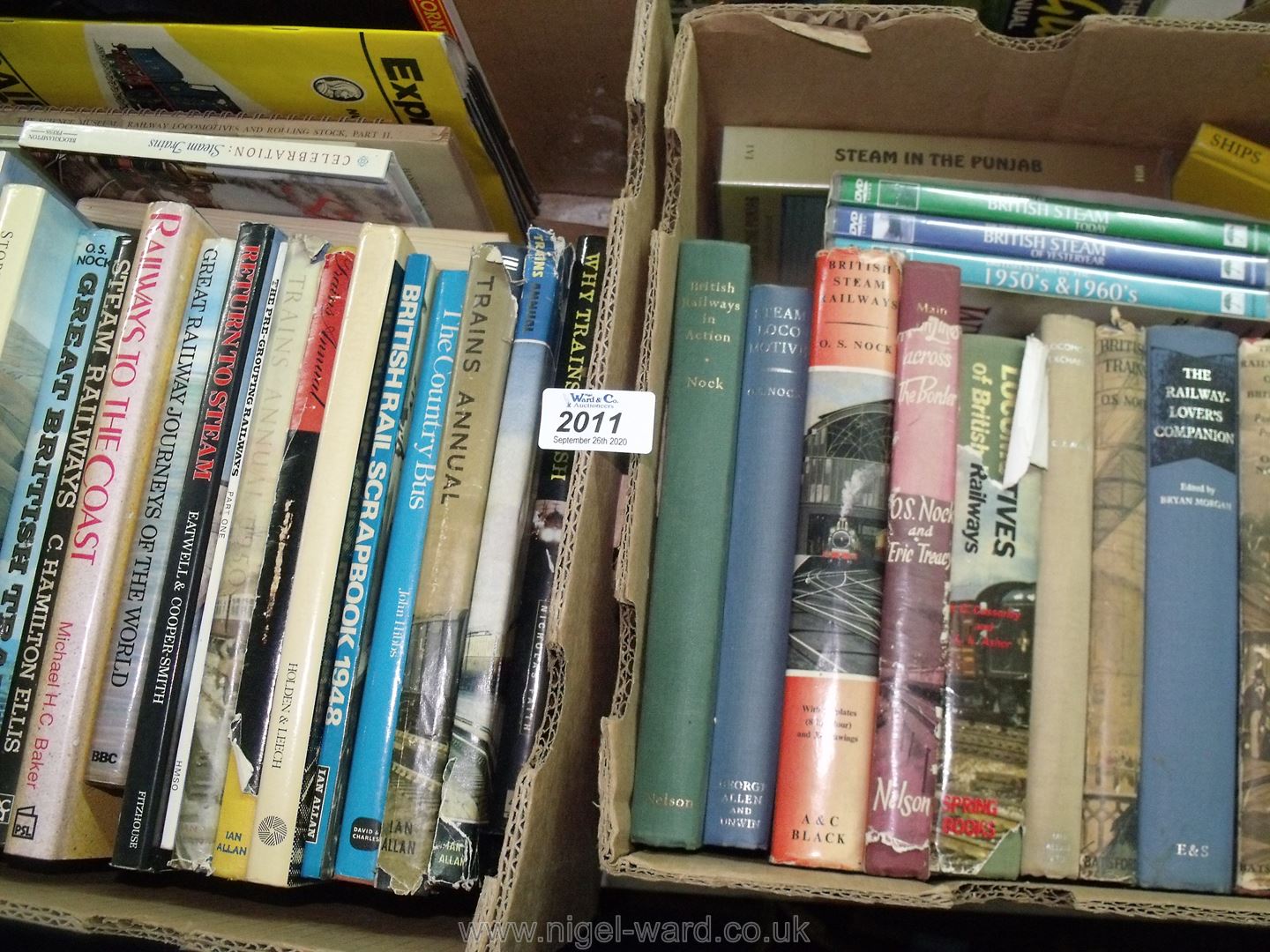 Two boxes of books on trains and railways etc.