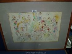 A framed and mounted Watercolour of a Party "The Door opens and The Tiger leaps".