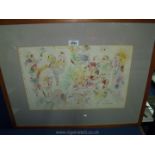 A framed and mounted Watercolour of a Party "The Door opens and The Tiger leaps".