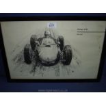 A wooden framed print of a Ferrari V-6 driven by Phil Hill.